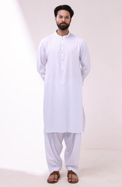 Trendy White Shalwar Suit For Men's
