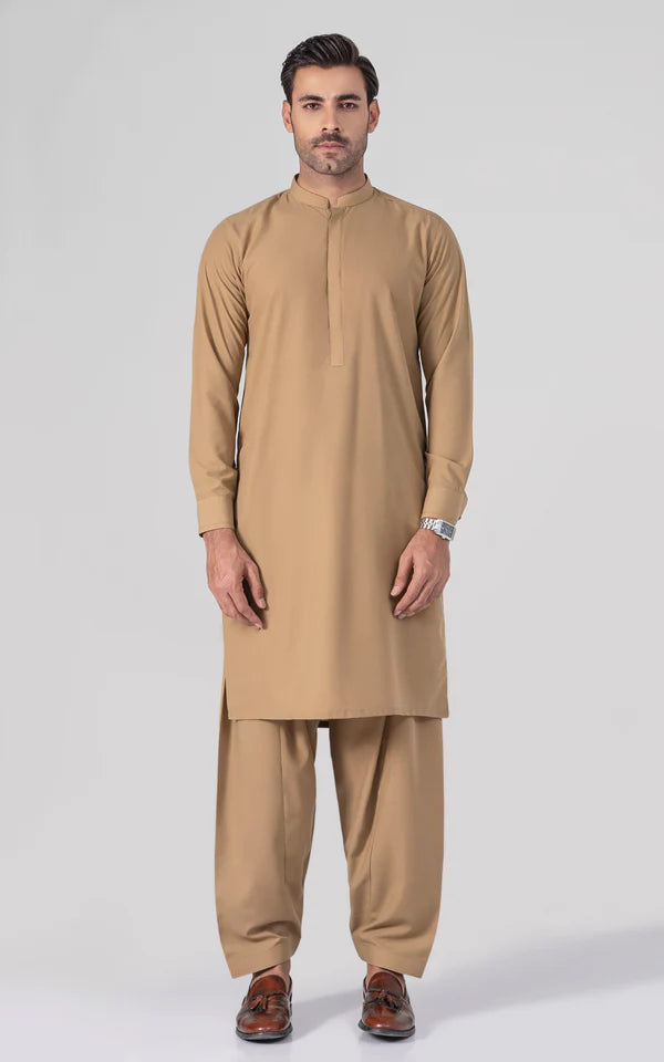 Wash & Wear - Premium Shalwar Kameez - Khaki