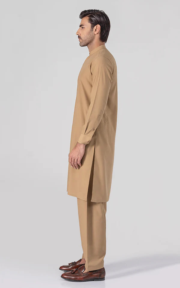 Wash & Wear - Premium Shalwar Kameez - Khaki