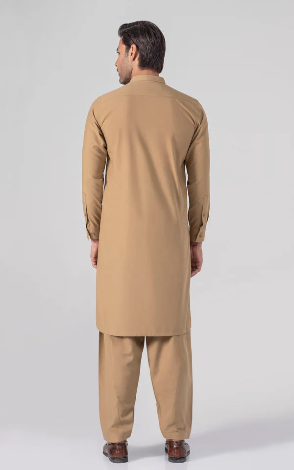 Wash & Wear - Premium Shalwar Kameez - Khaki