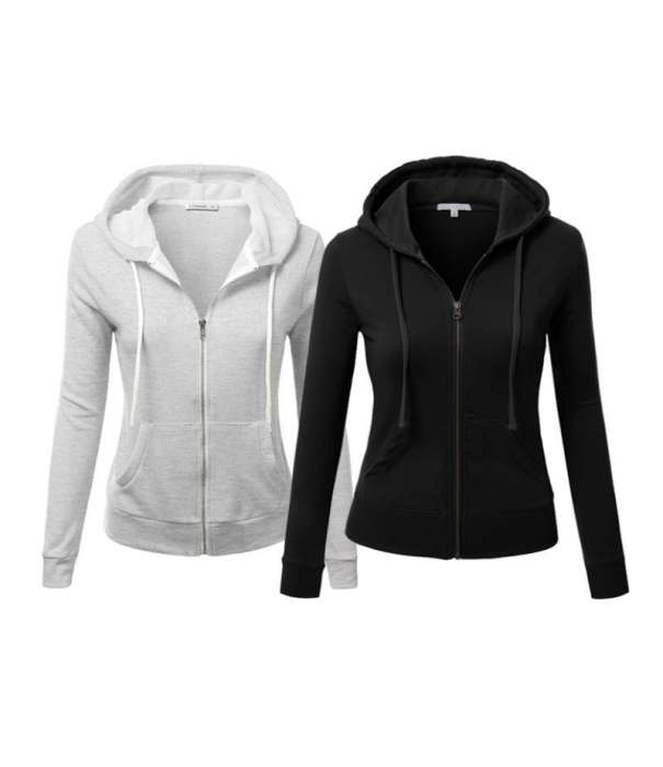 Ace Mart A to Z Women Pack Of 2 Grey Black Zipper Hoodies. SS 84