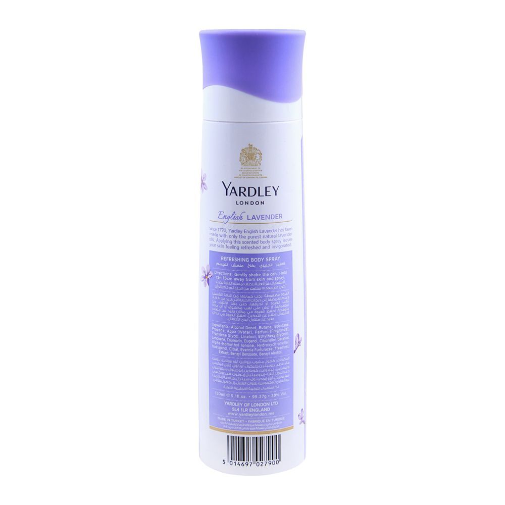Yardley English Lavender Deodorant Body Spray, For Women, 150ml