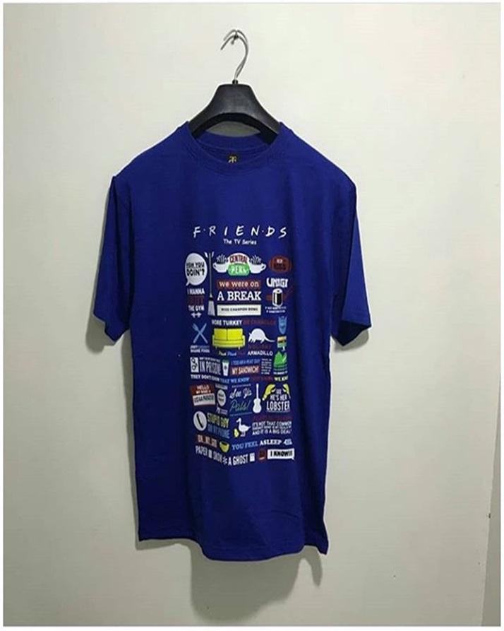 Royal Blue Friends Cotton Printed T-Shirt For