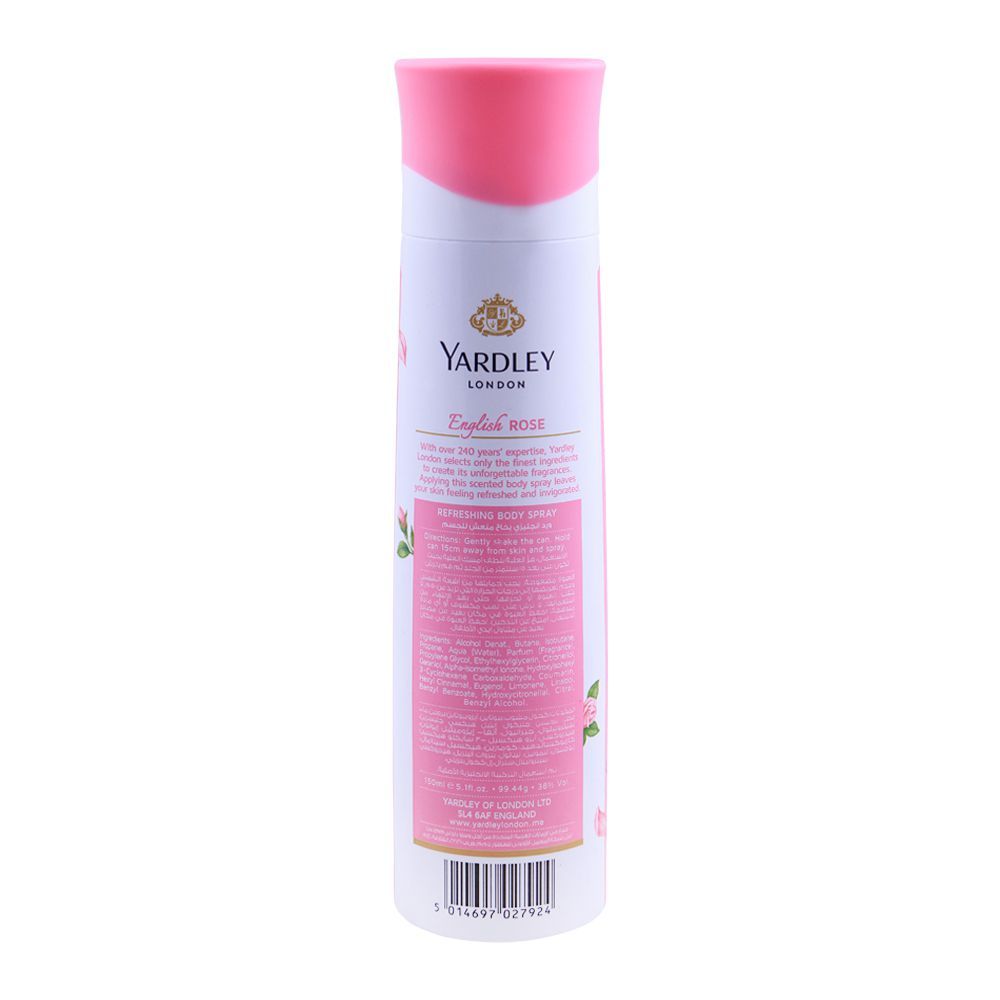 Yardley English Rose Deodorant Body Spray, For Women, 150ml