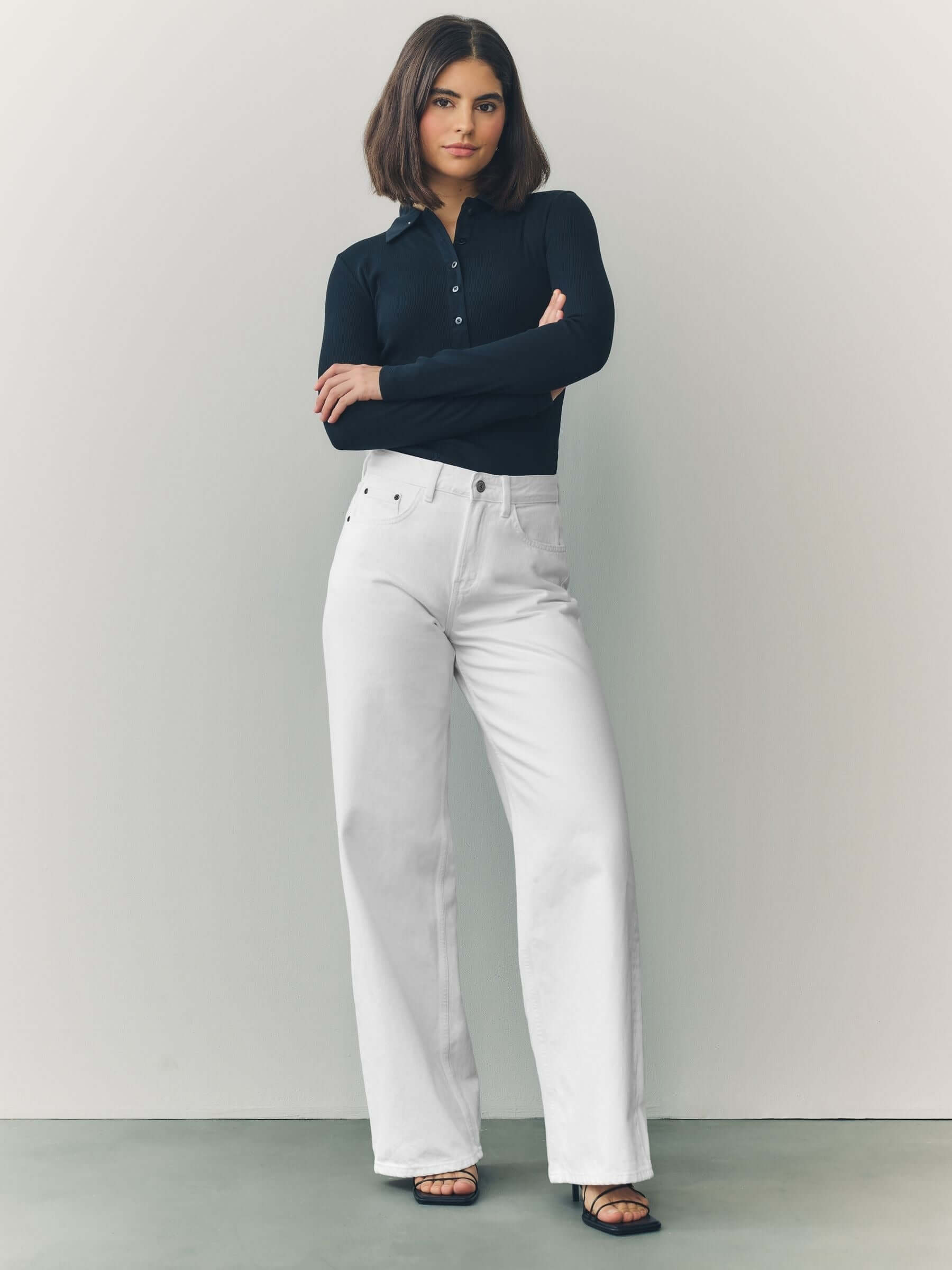 WOMEN JEANS White Wide Leg High Waisted Denim Pants – HB INDUSTRIES