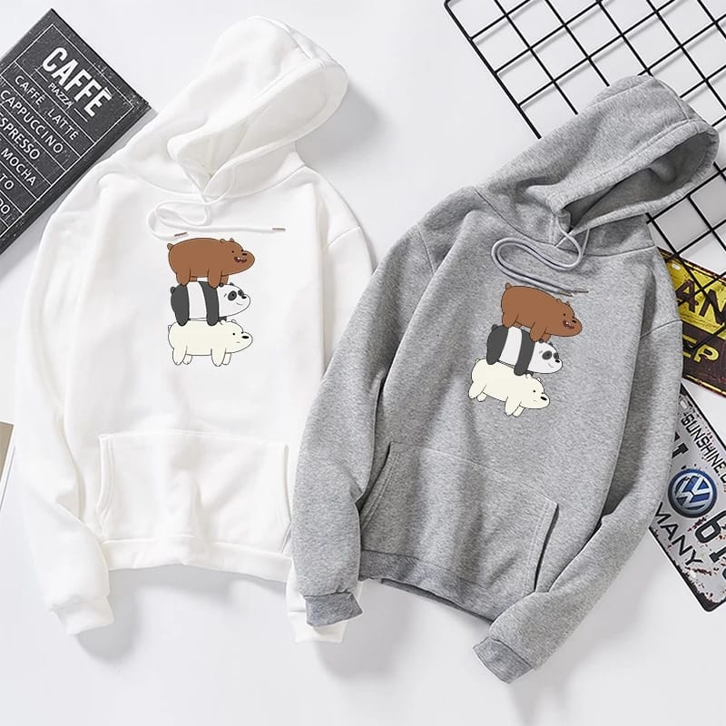 Bare Bears Fleece Full Sleeves Pull Over Hoodie For Women - HB INDUSTRIES - Hoodies & Sweatshirts -