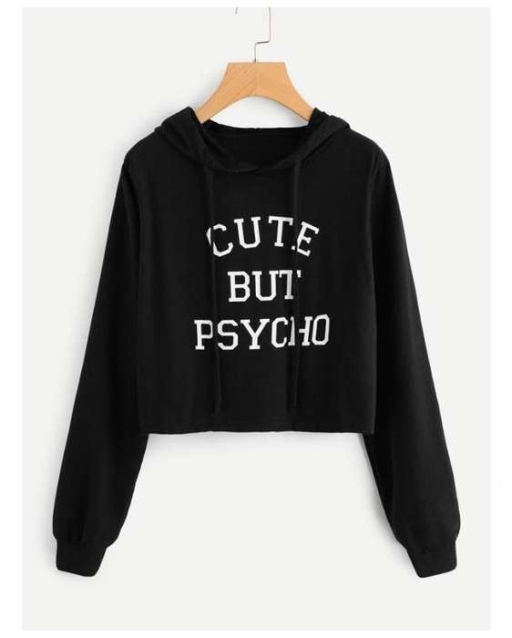 Black Cotton Crop Hoddie For Women - HB INDUSTRIES - Hoodies & Sweatshirts -
