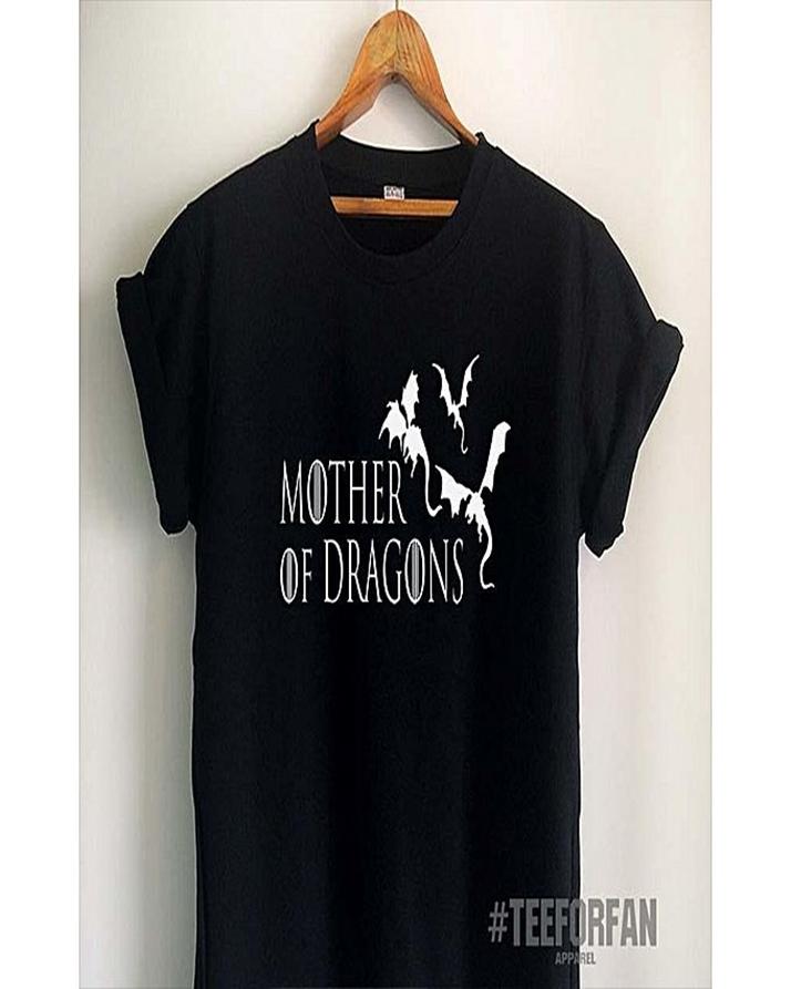 Black Mother of Dragons Cotton Printed T - Shirt For Women - HB INDUSTRIES - Tops & T - Shirts -