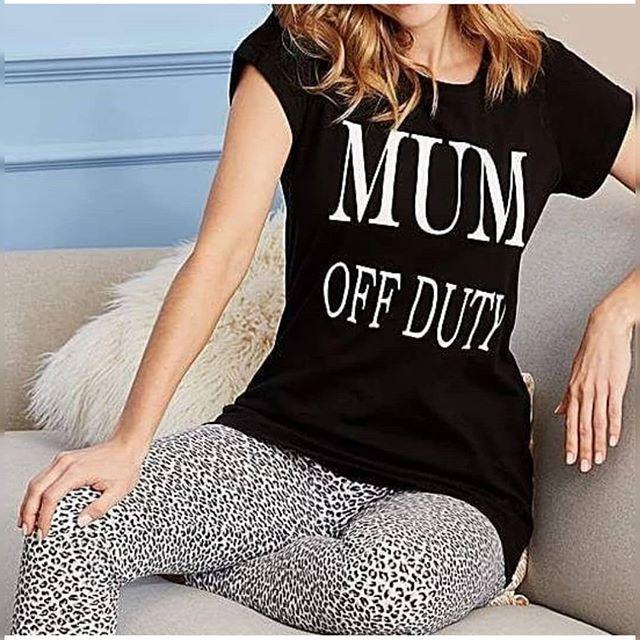 Black Mum Off Duty Cotton Printed T - Shirt For Women - HB INDUSTRIES - Tops & T - Shirts -