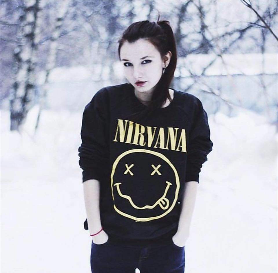 Black Nirvana Fleece Full Sleeves Pull Over Sweatshirt For Women - HB INDUSTRIES - Hoodies & Sweatshirts -