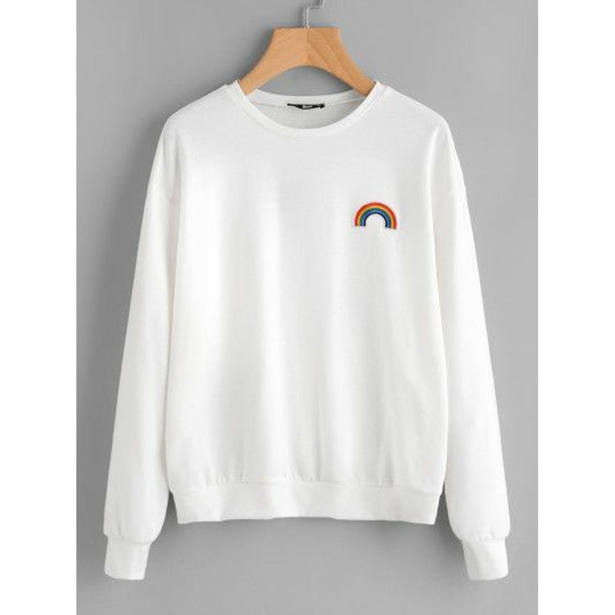 Black Rainbow Fleece Full Sleeves Pull Over Sweatshirt For Women - HB INDUSTRIES - Hoodies & Sweatshirts -