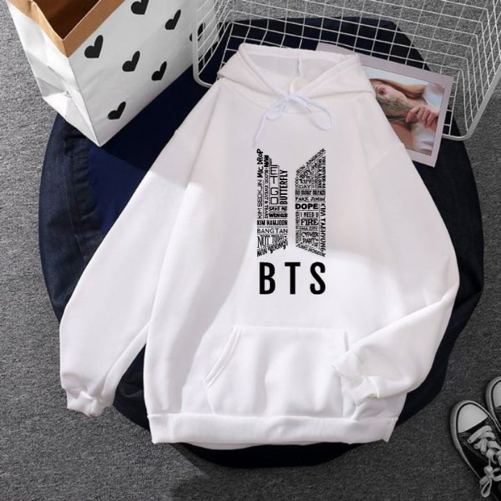 BTS Fleece Full Sleeves Pull Over Hoodie For Women - HB INDUSTRIES - Hoodies & Sweatshirts -