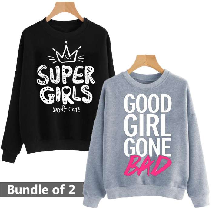 Bundle of 2 Grey and Black Printed Sweat Shirts 148 - HB INDUSTRIES - Hoodies & Sweatshirts -