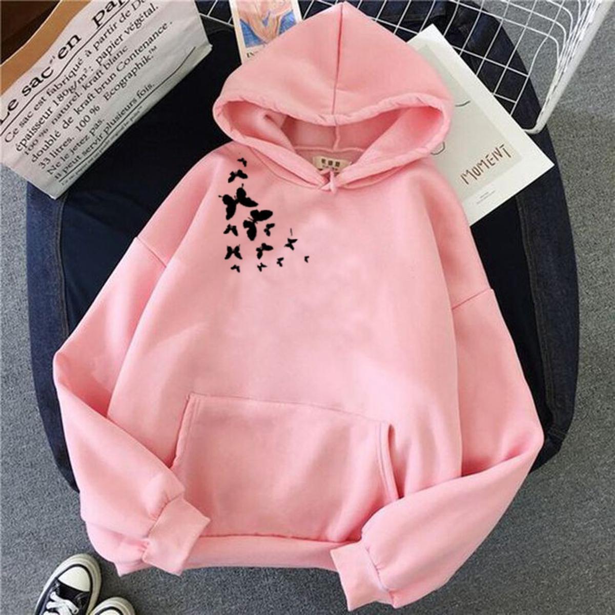 Butterfly Fleece Full Sleeves Pull Over Hoodie For Women - HB INDUSTRIES - Hoodies & Sweatshirts -