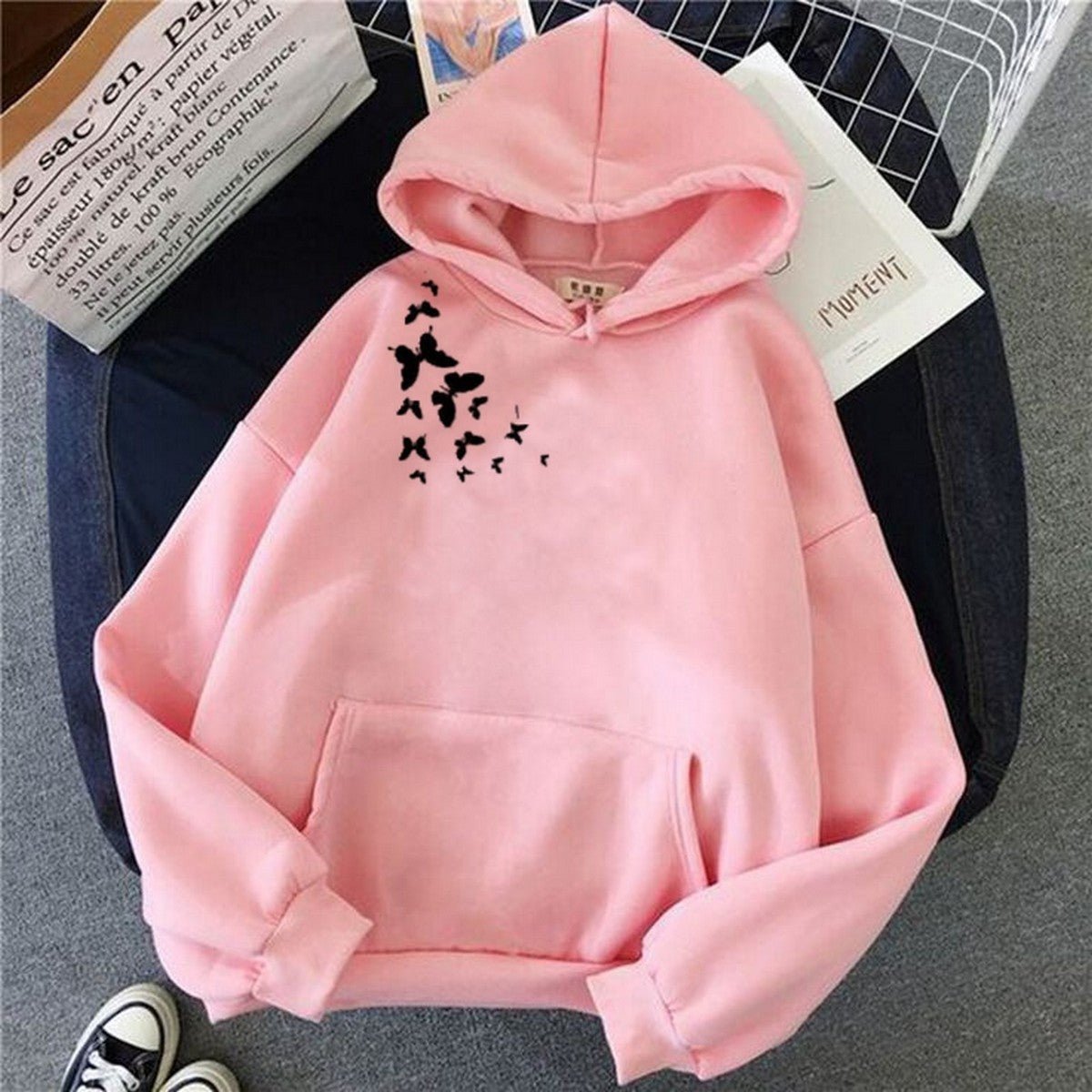 Butterfly Fleece Full Sleeves Pull Over Hoodie For Women - HB INDUSTRIES - Hoodies & Sweatshirts -