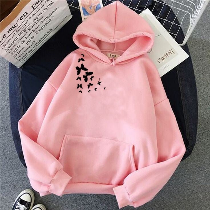 Butterfly Fleece Full Sleeves Pull Over Hoodie For Women - HB INDUSTRIES - Hoodies & Sweatshirts -
