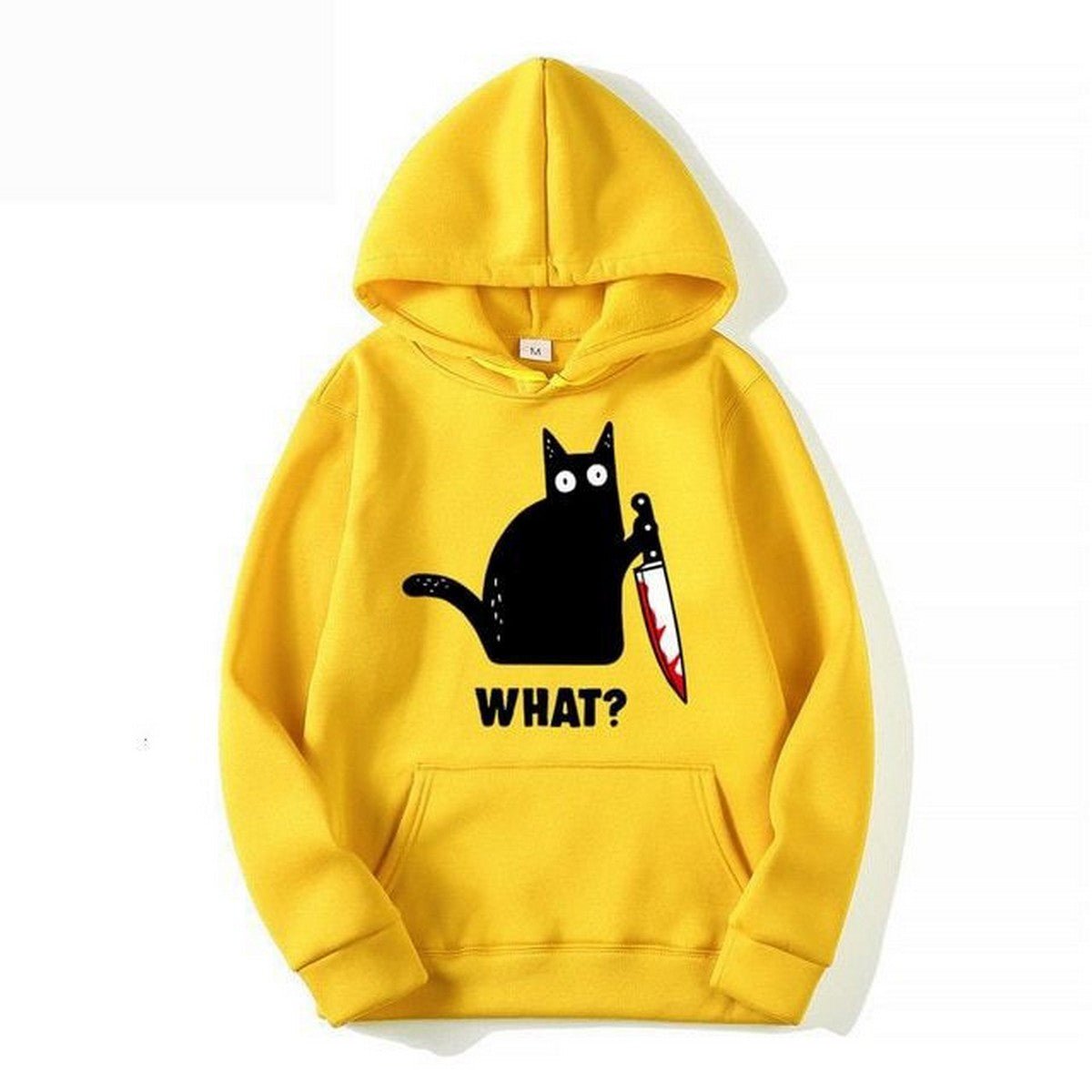 Cat What Printed Fleece Full Sleeves Pull Over Hoodie For Women - HB INDUSTRIES - Hoodies & Sweatshirts -