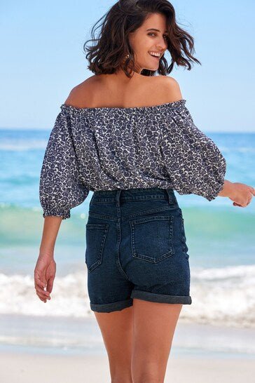 Comfort Stretch Denim Mom Shorts