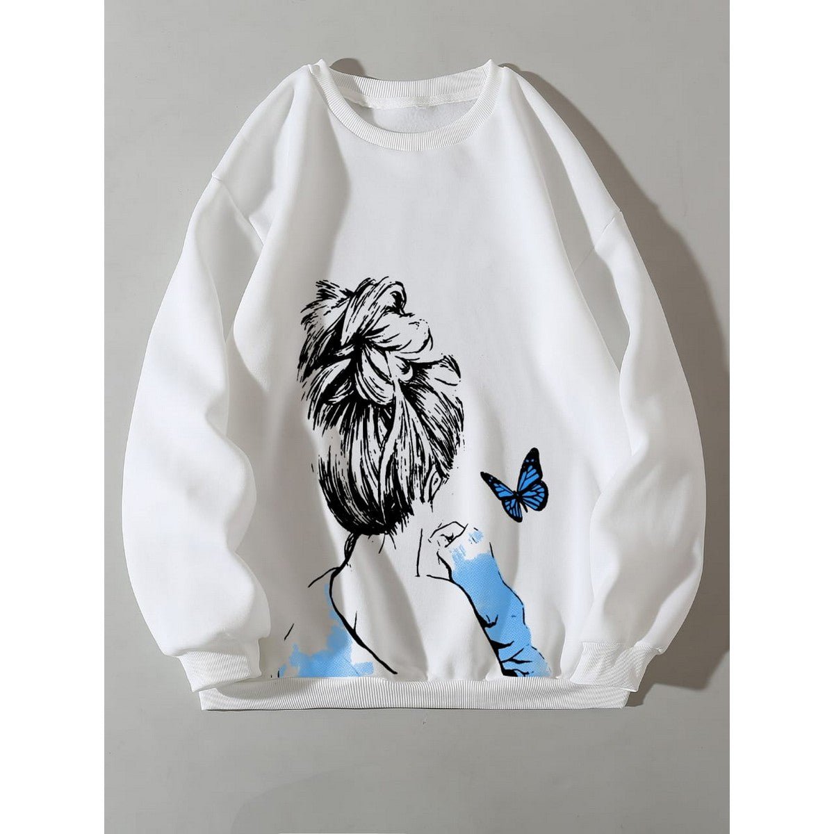 Cute Anime Butterfly Fleece Full Sleeves Winter O Neck Export Quality Sweatshirt For Women - HB INDUSTRIES - Hoodies & Sweatshirts -