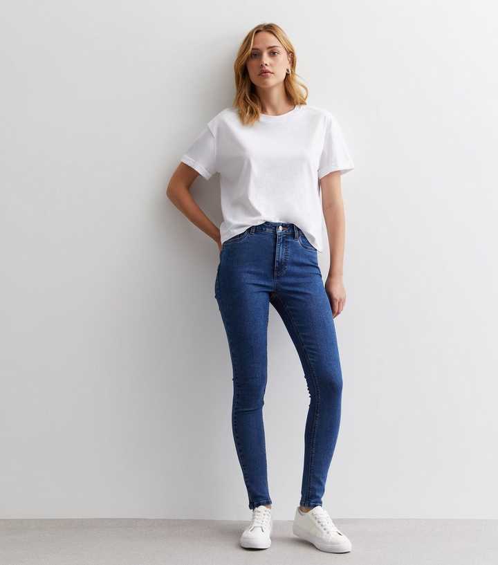 Dark Blue Mid Rise Skinny Jeans - HB INDUSTRIES - Jeans -