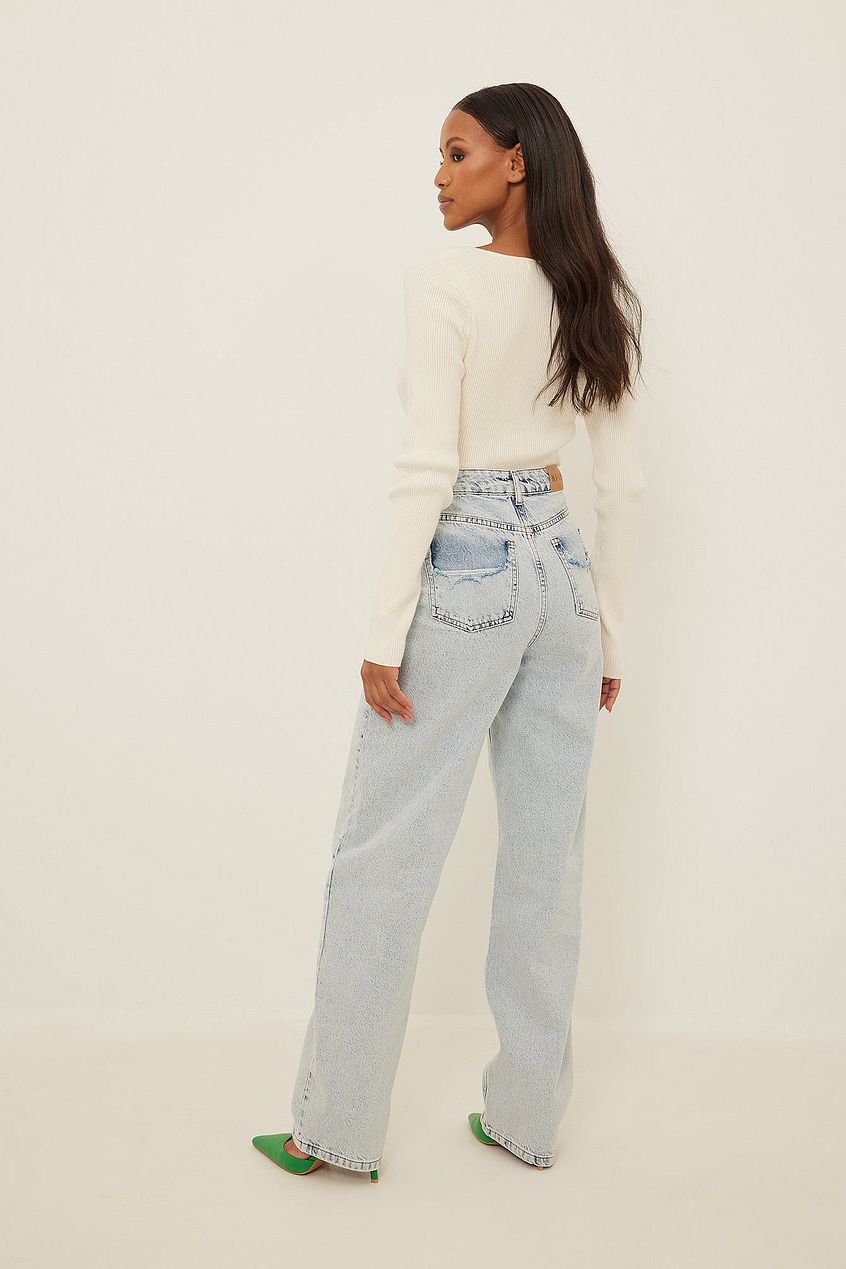 Distressed Pocket Detail Denim For Womens - HB INDUSTRIES - Jeans -