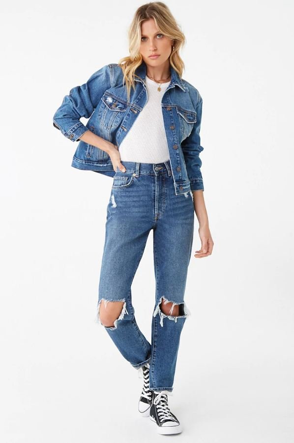 Distressed Women Jacket - HB INDUSTRIES - Denim Jackets -