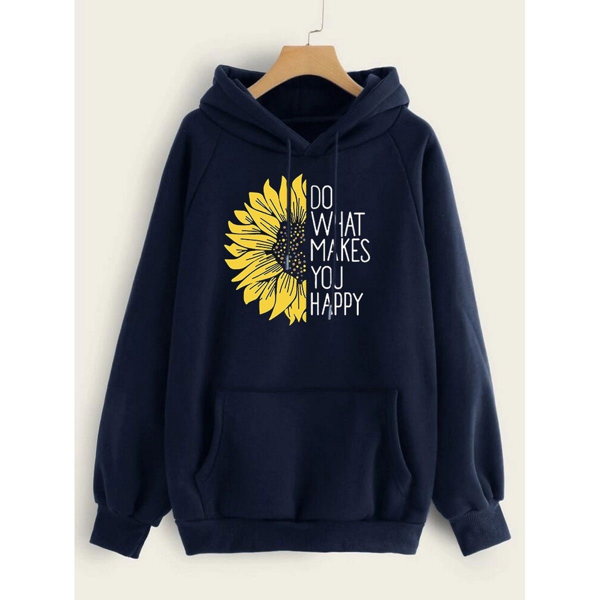 Do WHat Makes You Happy Printed Fleece Full Sleeves Pull Over Hoodie For Women - HB INDUSTRIES - Hoodies & Sweatshirts -