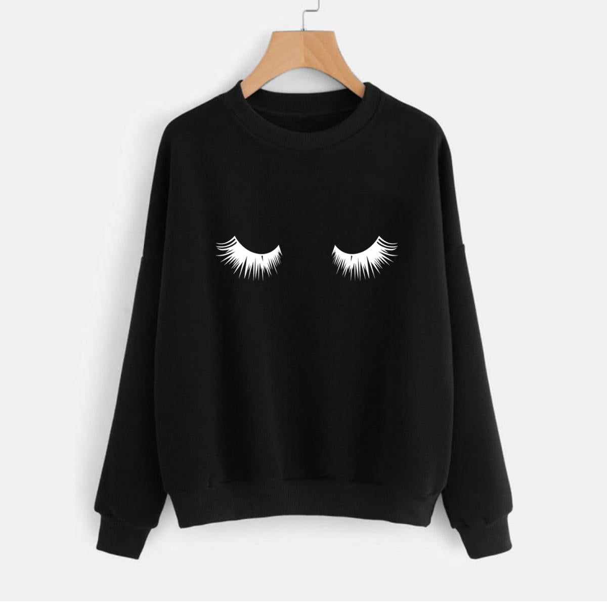 Eye Printed Fleece Full Sleeves Pull Over Sweatshirt For Women - HB INDUSTRIES - Hoodies & Sweatshirts -