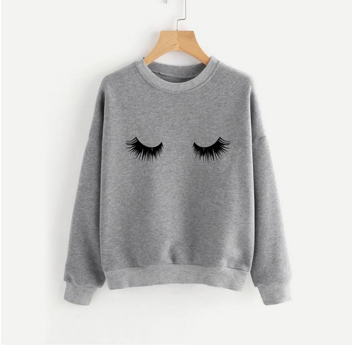 Eye Printed Fleece Full Sleeves Pull Over Sweatshirt For Women - HB INDUSTRIES - Hoodies & Sweatshirts -
