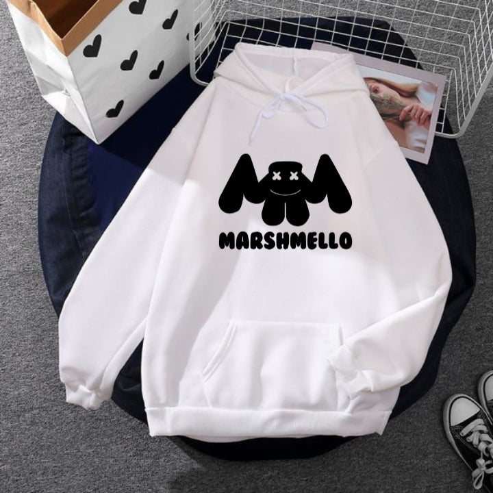 White Marshmello Fleece Full Sleeves Pull Over Hoodie For Men HB INDUSTRIES