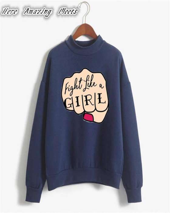 Fight Like a Printed Sweat Shirt For womens 765 - HB INDUSTRIES - Hoodies & Sweatshirts -