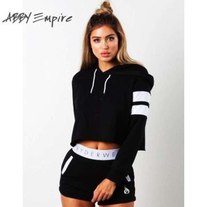 Fleece Cotton Printed Crop Hoodie For Womens - HB INDUSTRIES - Hoodies & Sweatshirts -
