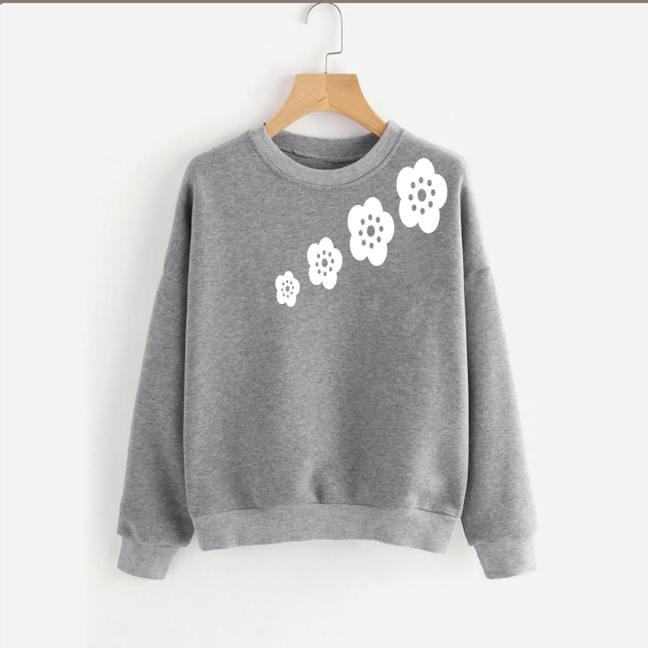 Floral Flower Printed Fleece Full Sleeves Pull Over Sweatshirt For Women - HB INDUSTRIES - Hoodies & Sweatshirts -