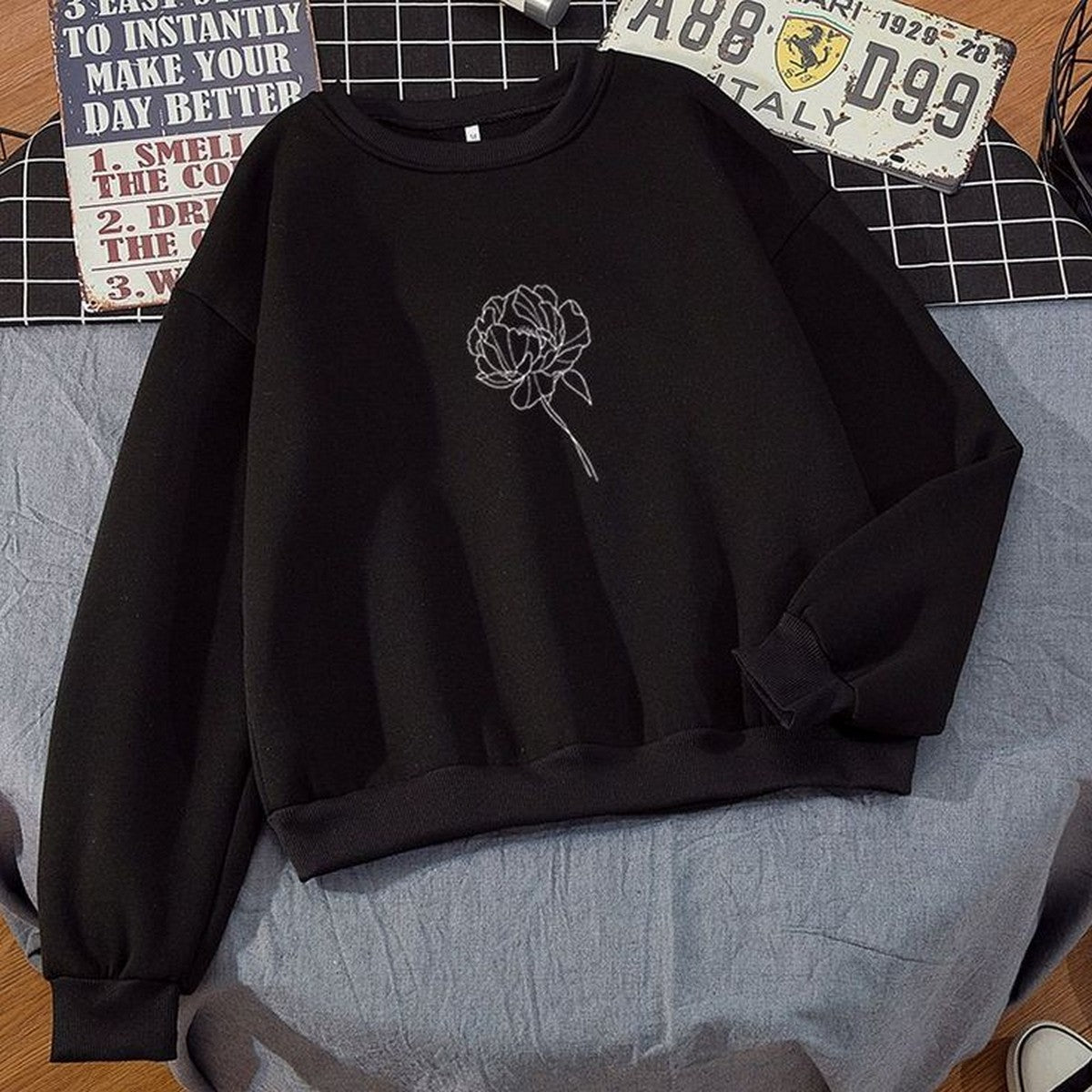 Flower Printed Fleece Full Sleeves Pull Over Hoodie For Women - HB INDUSTRIES - Hoodies & Sweatshirts -