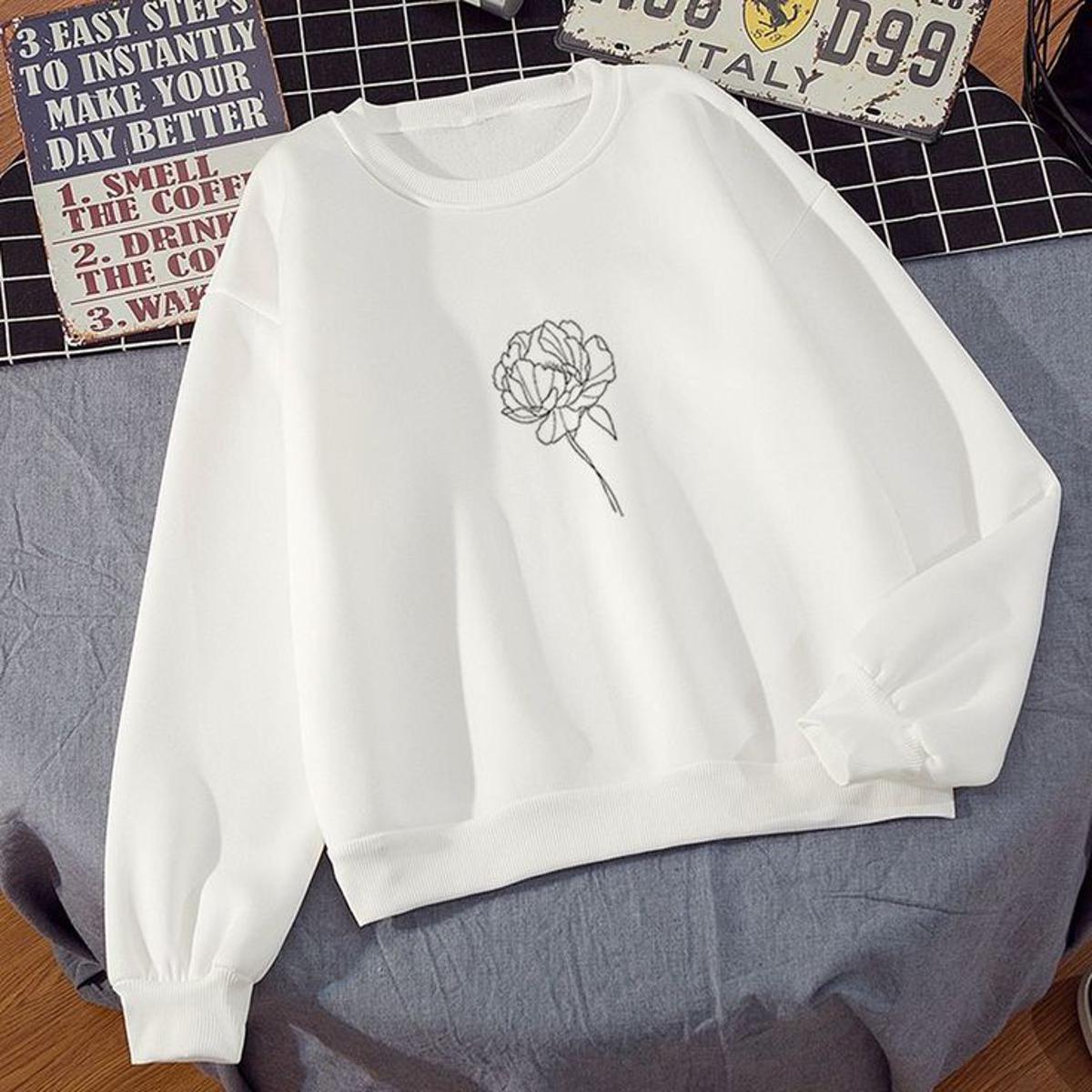Flower Printed Fleece Full Sleeves Pull Over Hoodie For Women - HB INDUSTRIES - Hoodies & Sweatshirts -