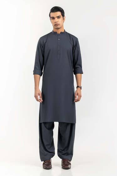 Grey Basic Shalwar Kameez - HB INDUSTRIES - Shalwar Kameez -