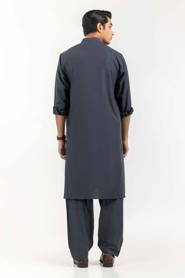 Grey Basic Shalwar Kameez - HB INDUSTRIES - Shalwar Kameez -