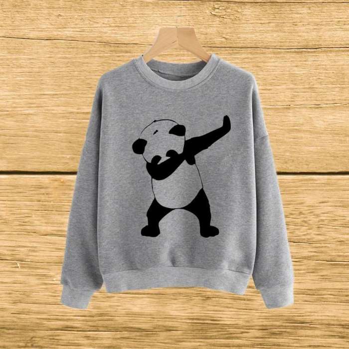 Grey panda dab sweat shirt For and Women - HB INDUSTRIES - Hoodies & Sweatshirts -