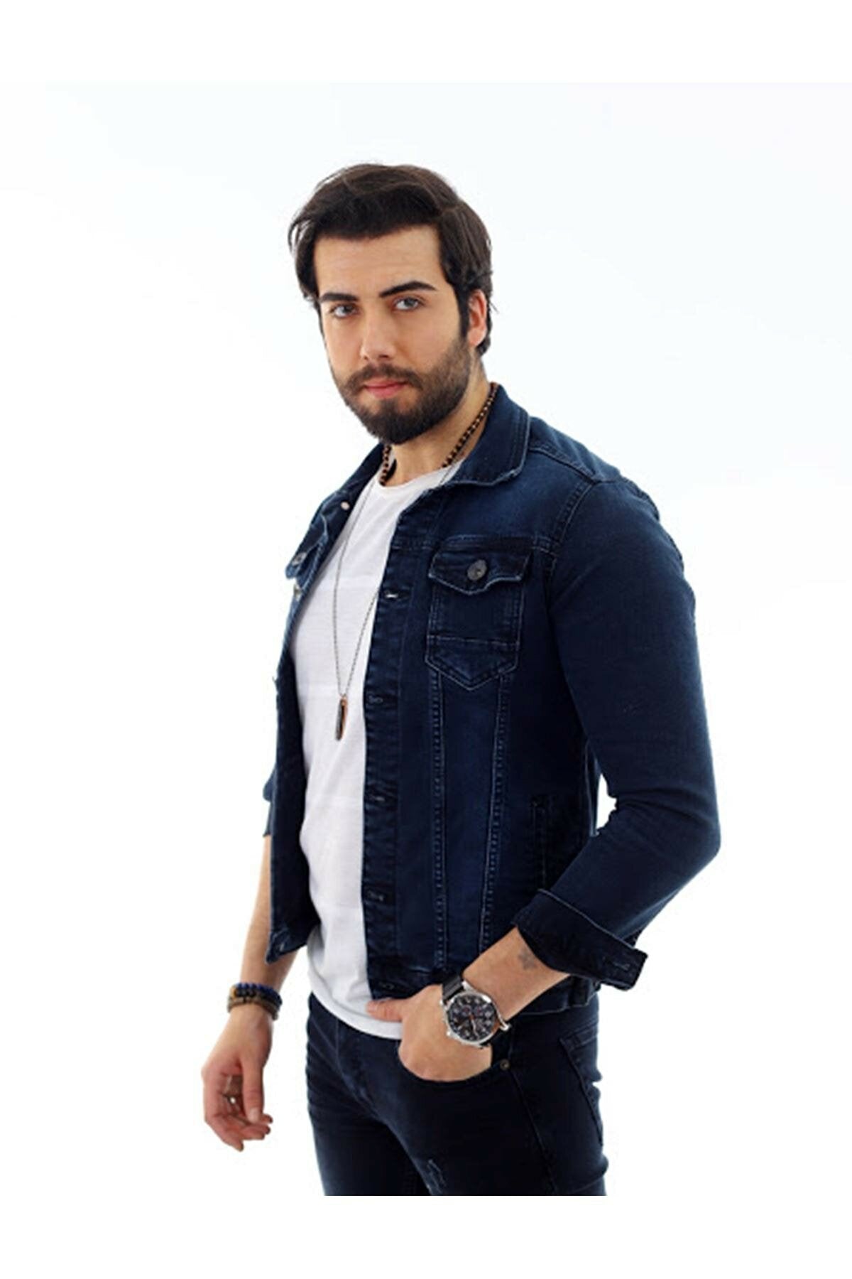 HB Mens Denim Jacket Stretchable Fine Lycra - HB INDUSTRIES - Denim Jacket -