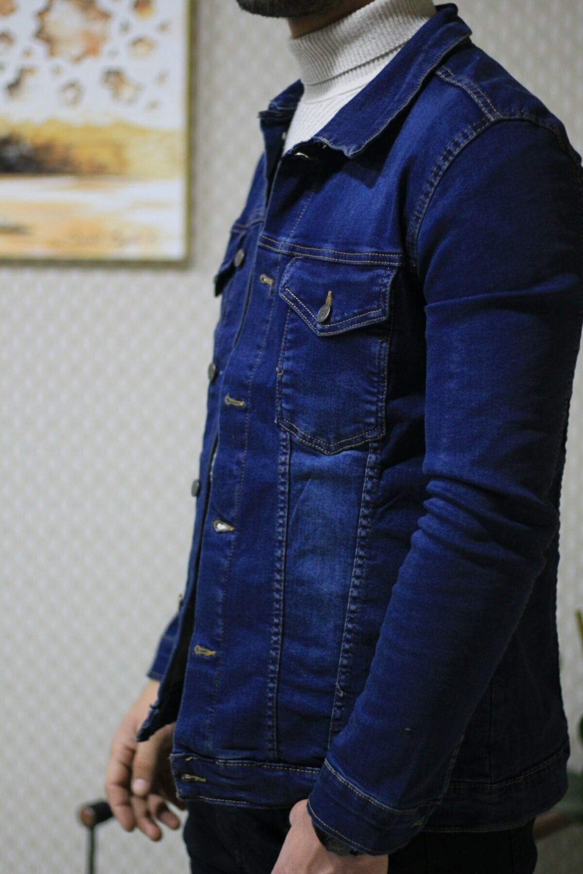 HB Mens Denim Jacket Stretchable Fine Lycra - HB INDUSTRIES - Denim Jacket -
