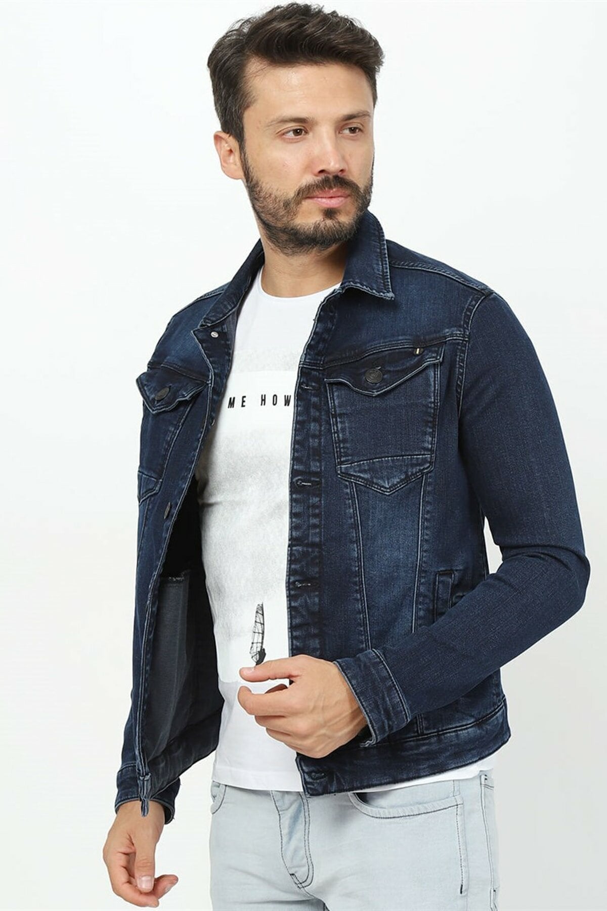 HB Mens Denim Jacket Stretchable Fine Lycra - HB INDUSTRIES - Denim Jacket -