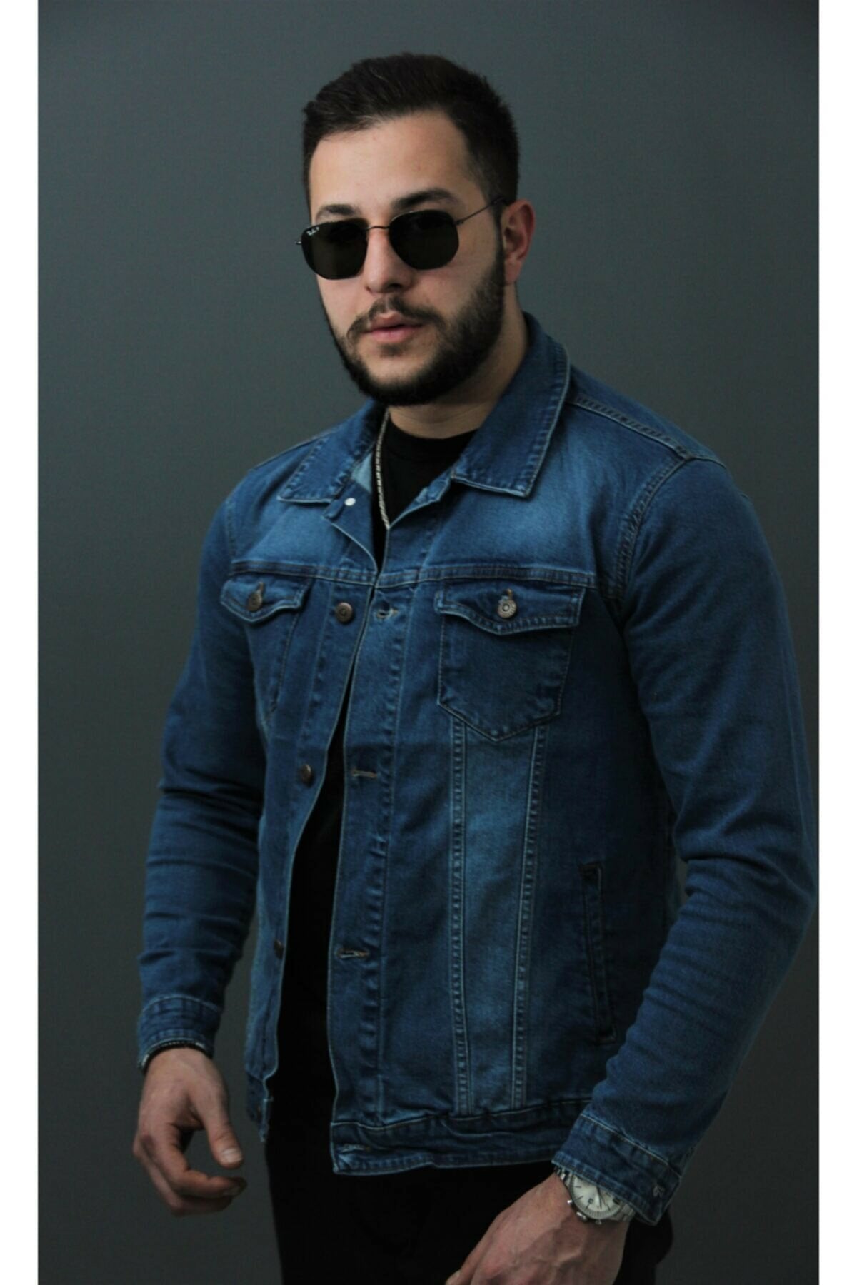 HB Mens Denim Jacket Stretchable Fine Lycra - HB INDUSTRIES - Denim Jacket -