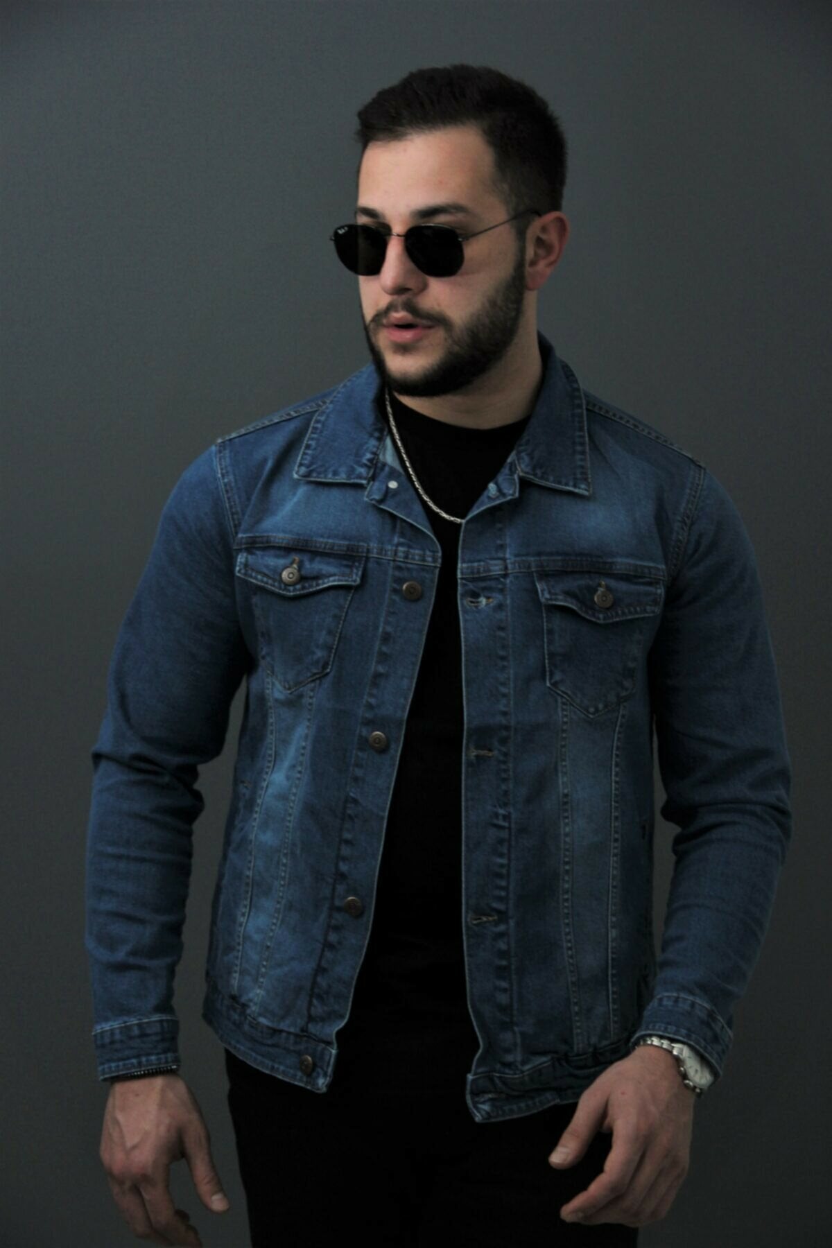 HB Mens Denim Jacket Stretchable Fine Lycra - HB INDUSTRIES - Denim Jacket -