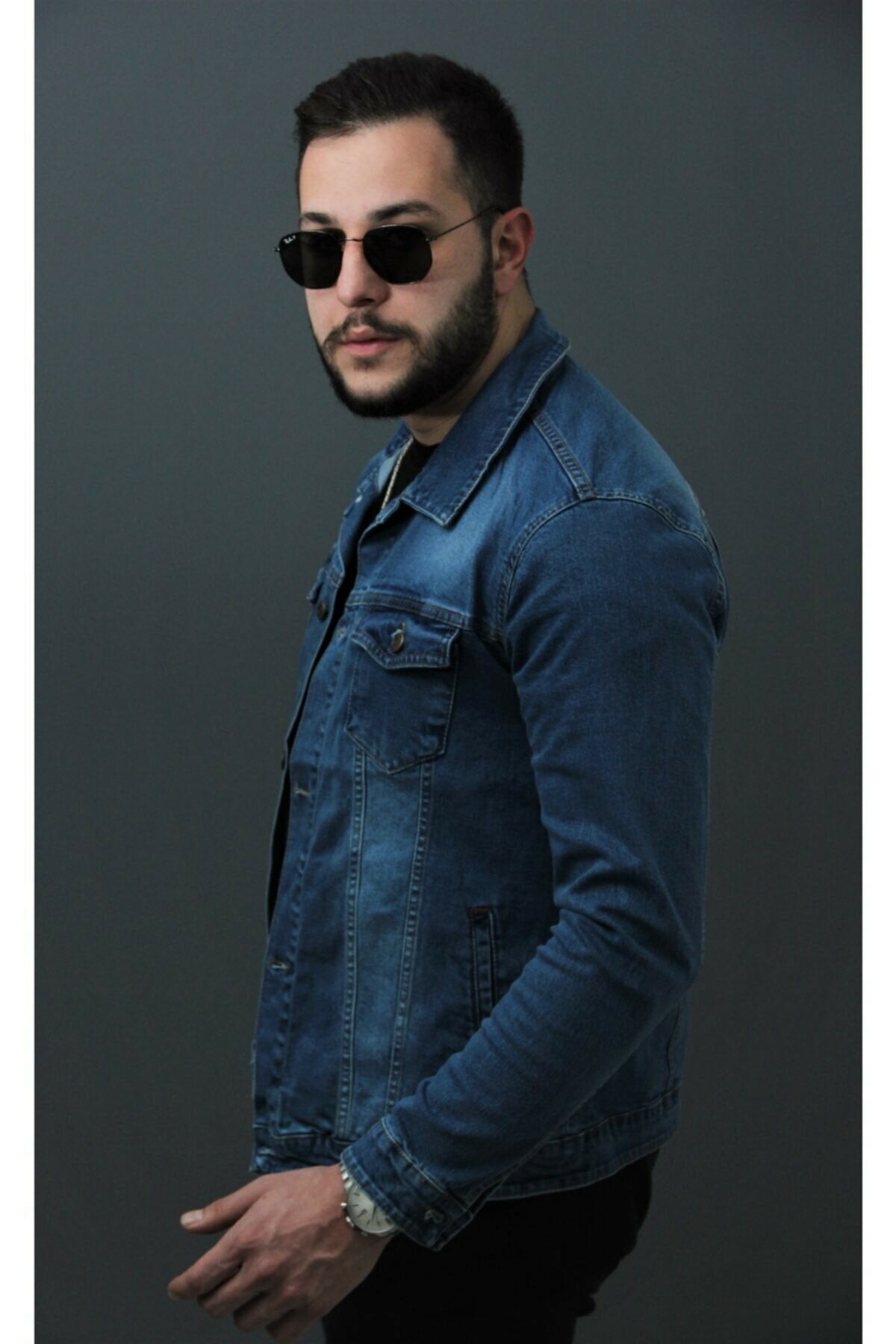 HB Mens Denim Jacket Stretchable Fine Lycra - HB INDUSTRIES - Denim Jacket -