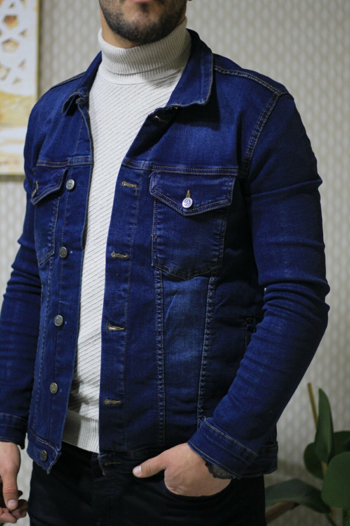 HB Mens Denim Jacket Stretchable Fine Lycra - HB INDUSTRIES - Denim Jacket -