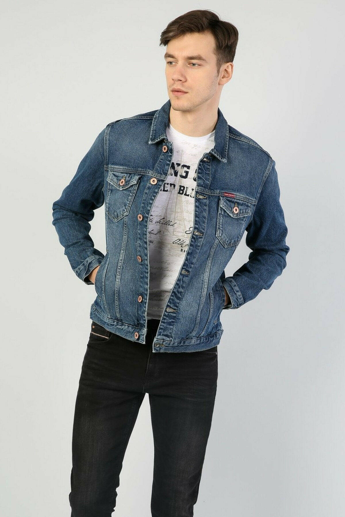 HB Mens Denim Jacket Stretchable Fine Lycra - HB INDUSTRIES - Denim Jacket -