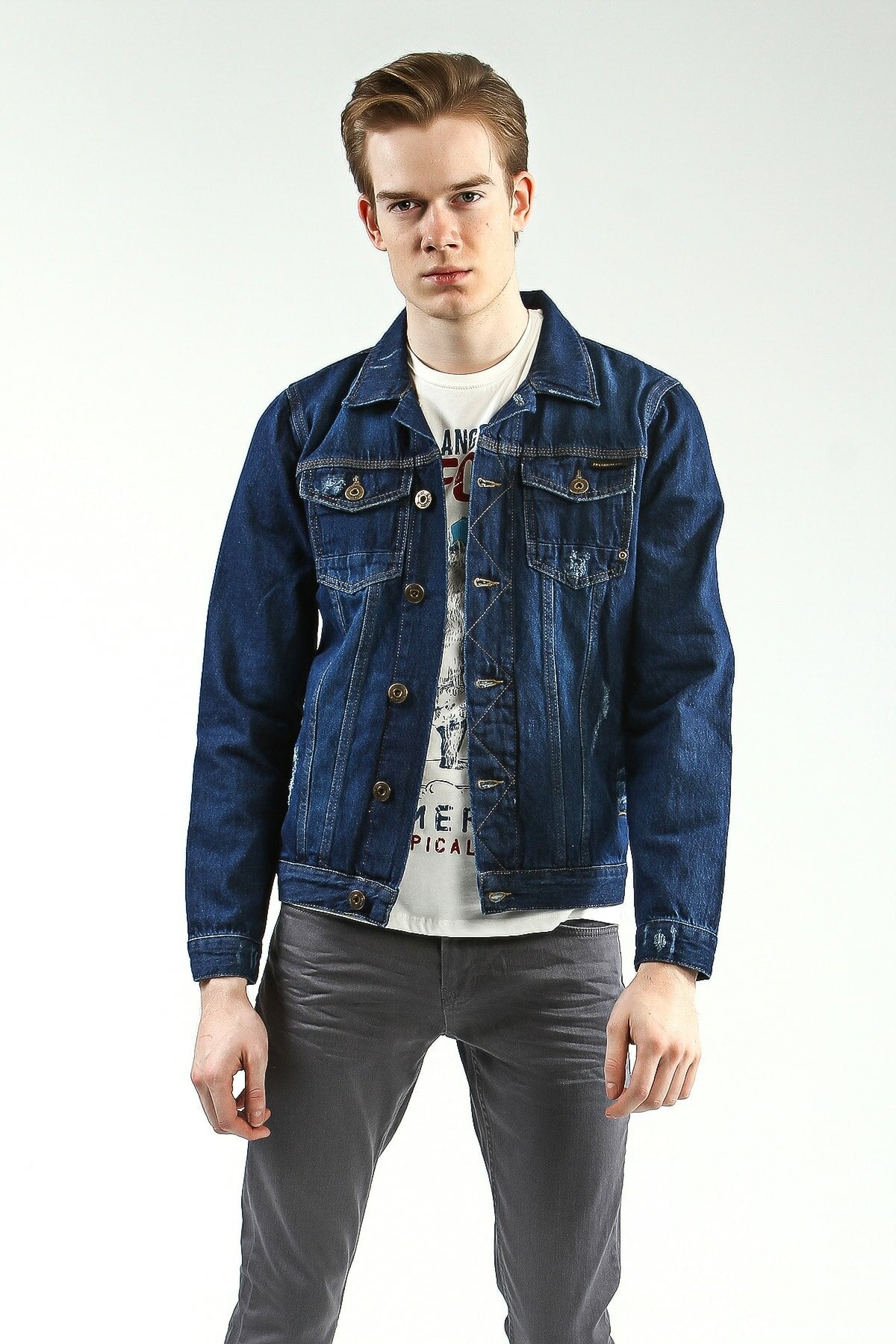 HB Mens Denim Jacket Stretchable Fine Lycra - HB INDUSTRIES - Denim Jacket -