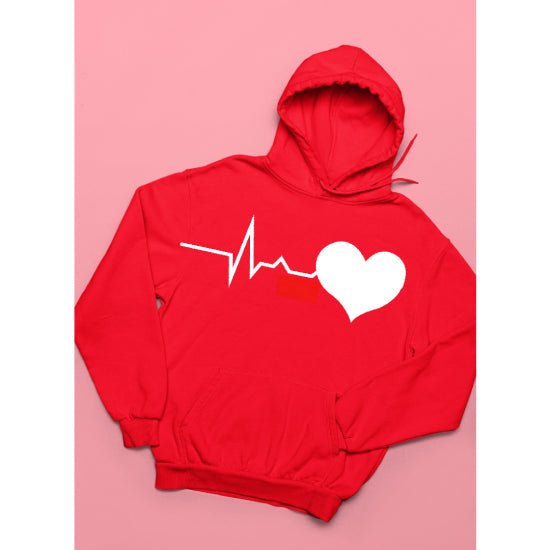 Heart Beat Printed Fleece Full Sleeves Pull Over Hoodie For Men And Women - HB INDUSTRIES - Hoodies & Sweatshirts -