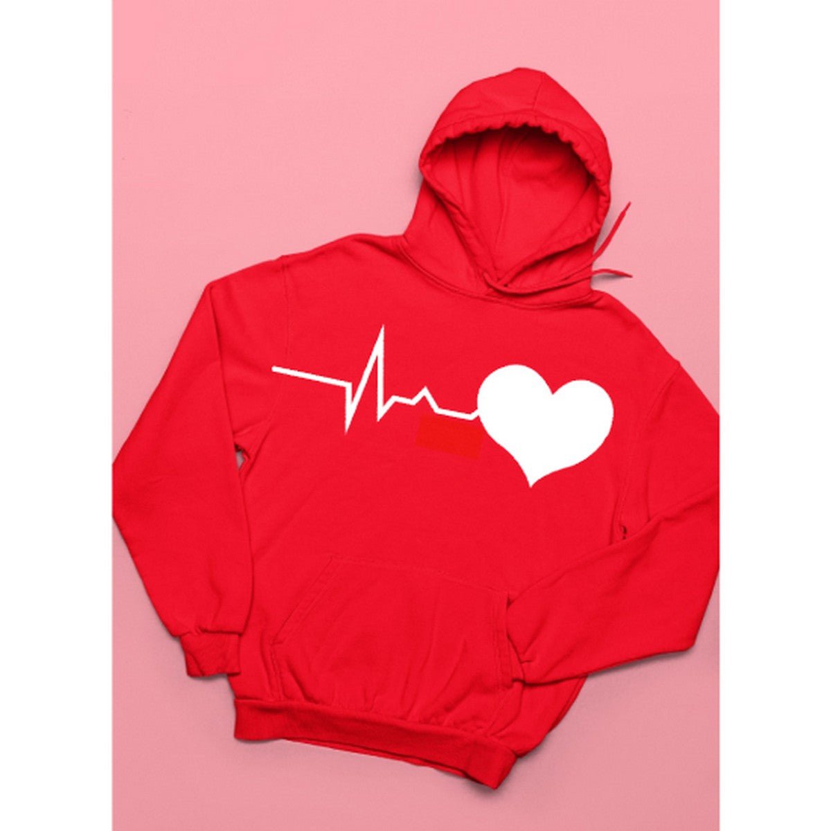 Heart Beat Printed Fleece Full Sleeves Pull Over Hoodie For Men And Women - HB INDUSTRIES - Hoodies & Sweatshirts -