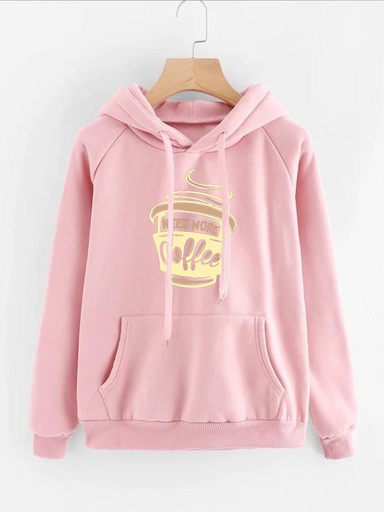 I Need More Coffee Printed Fleece Full Sleeves Pull Over Hoodie For Women - HB INDUSTRIES - Hoodies & Sweatshirts -